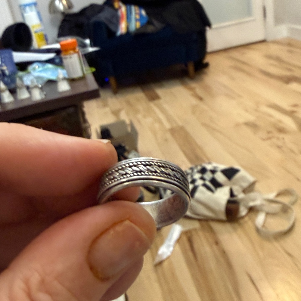 Silver Braided Unisex Spinner Ring - Picture 2 of 2